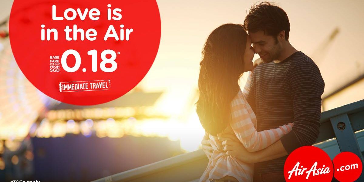 AirAsia Singapore Love is in the Air with Base Fare SGD 0.18 Promotion ends 5 Feb 2017