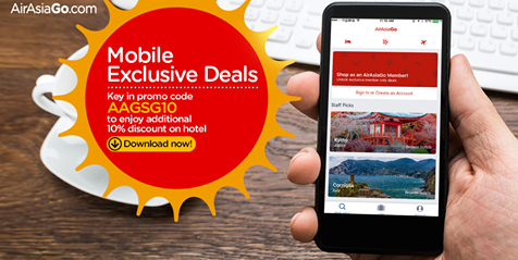 AirAsiaGo Singapore Mobile Exclusive Deals 10% Off Hotel Promotion 16-29 Jan 2017