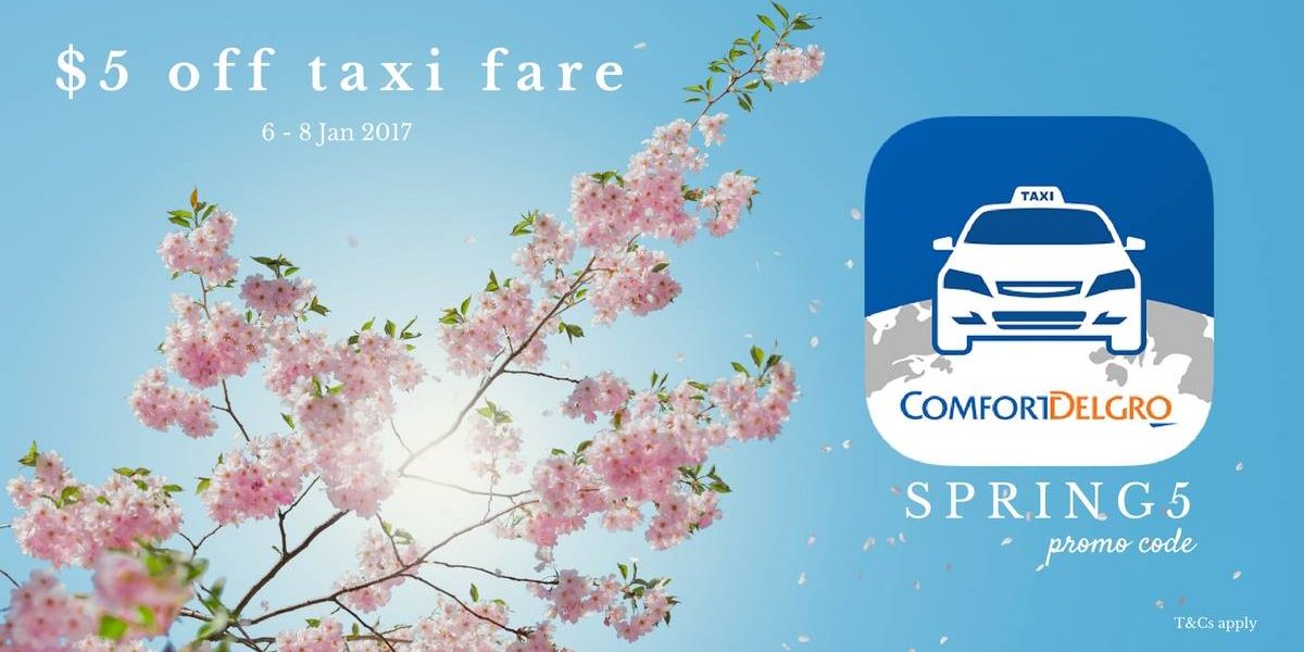 ComfortDelGro Taxi Singapore $5 Off Taxi Fare Promotion 7-8 Jan 2017