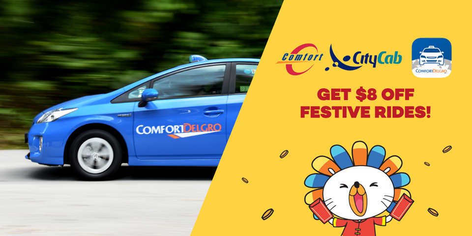 ComfortDelGro Taxi Singapore $8 Off Taxi Fares with Lazada Chinese New Year Sale Up to 68% Off Promotion ends 31 Jan 2017
