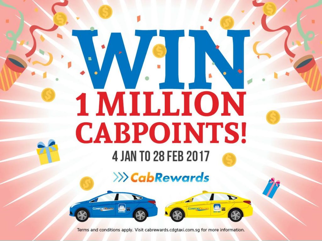 ComfortDelGro Taxi Singapore Book a Taxi & Stand to Win 1 MILLION Cabpoints Contest 4 Jan - 28 Feb 2017 | Why Not Deals