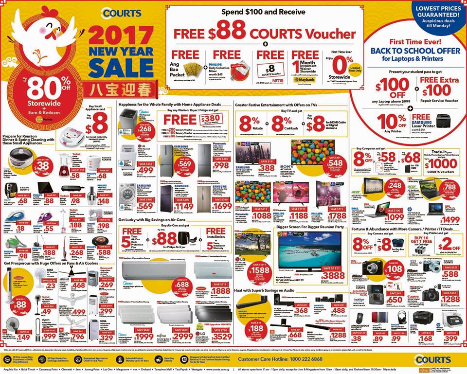 Courts Singapore 2017 New Year Sale Up to 80% Off Promotion ends 9 Jan 2017 | Why Not Deals 4