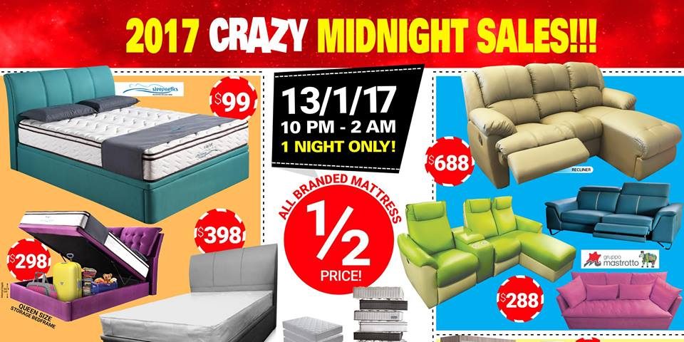 Fullhouse Home Furnishings Singapore 2017 Crazy Midnight Sales 10pm-2am Promotion 13 Jan 2017