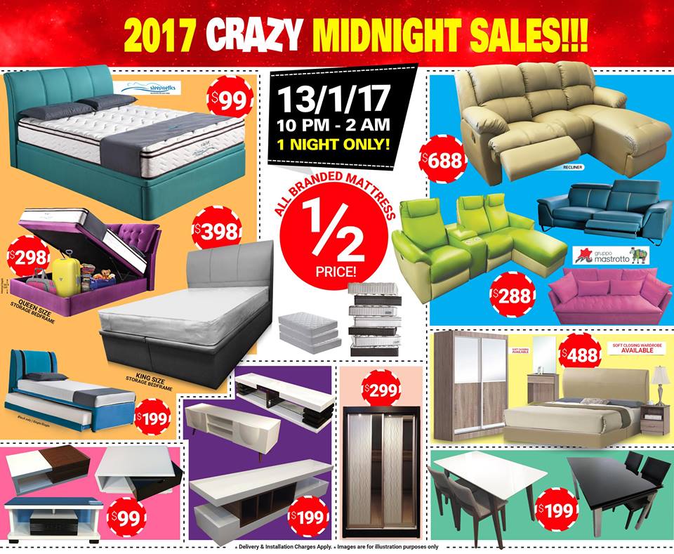 Fullhouse Home Furnishings Singapore 2017 Crazy Midnight Sales 10pm-2am Promotion 13 Jan 2017 | Why Not Deals