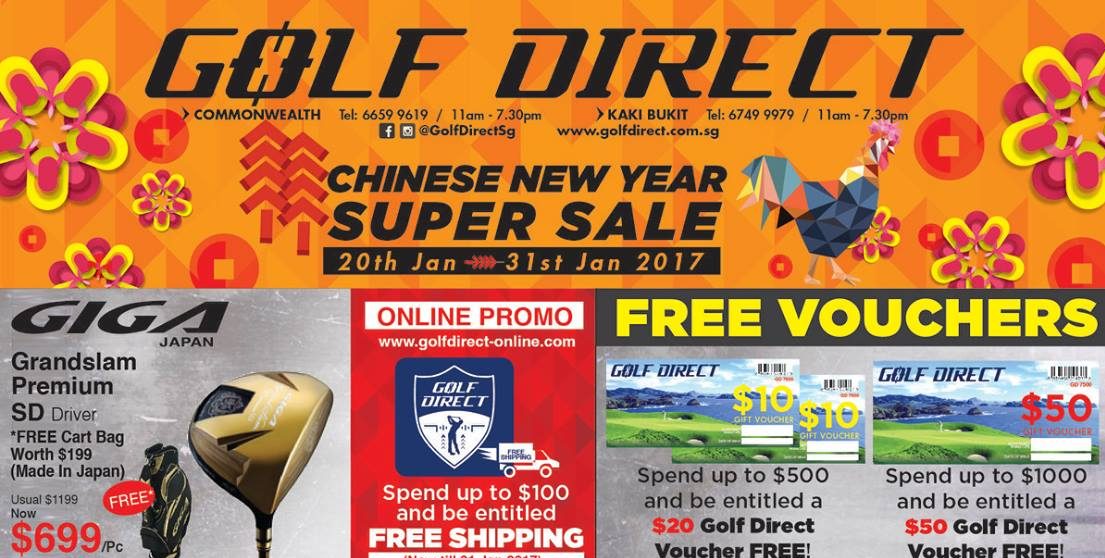 Golf Direct Singapore Chinese New Year Super Sale Promotion 20-31 Jan 2017