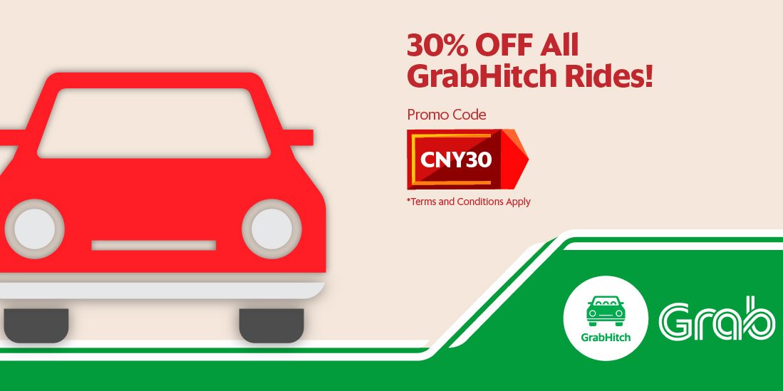Grab Singapore 30% Off All GrabHitch Rides Promotion 23-25 Jan 2017