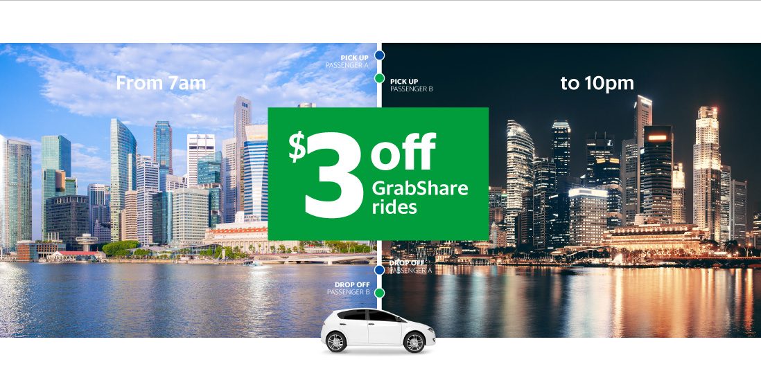 Grab Singapore Extended $3 Off GrabShare Ride Promotion 16-20 Jan 2017