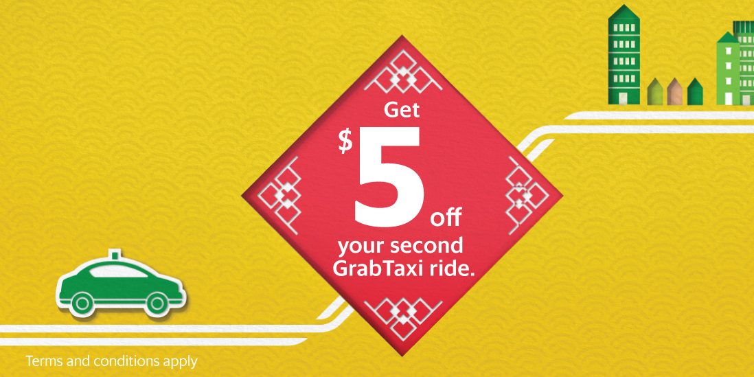 Grab Singapore Get $5 Off Your Second GrabTaxi Ride Promo Code 30 Jan – 3 Feb 2017
