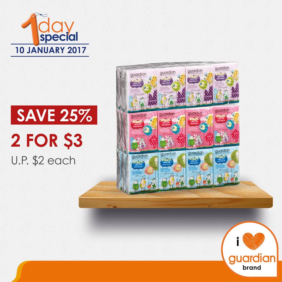 Guardian Singapore 1 Day Special Save Up to 25% Off Guardian Facial Tissue Promotion 10 Jan 2017 | Why Not Deals