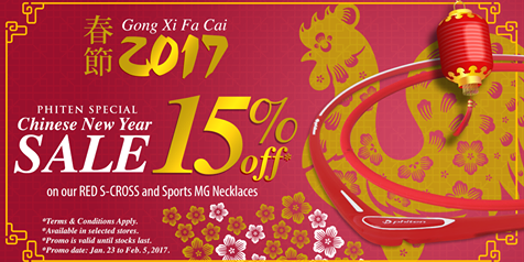 Phiten Singapore Chinese New Year Sale Up to 15% Off Promotion 23 Jan – 5 Feb 2017