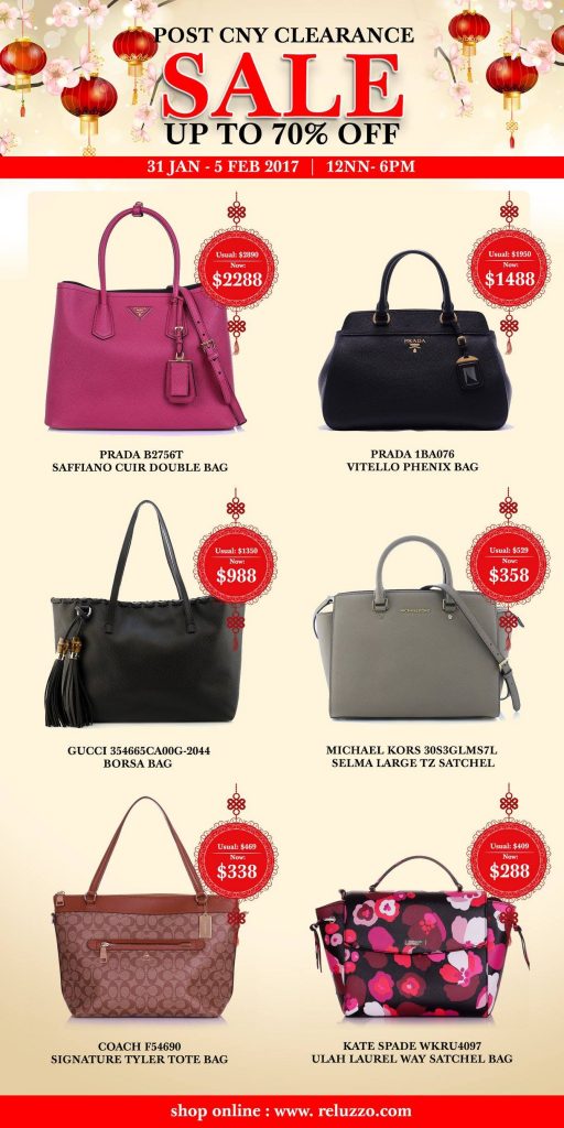 Reluzzo Singapore Post CNY Clearance Sale Up to 70% Off Promotion 31 Jan - 5 Feb 2017 | Why Not Deals