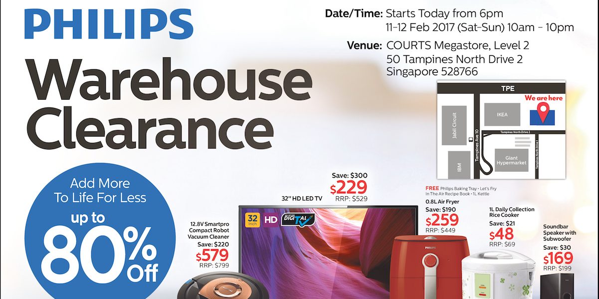 Courts Singapore Philips Warehouse Sale Up to 80% Off Promotion 11-12 Feb 2017