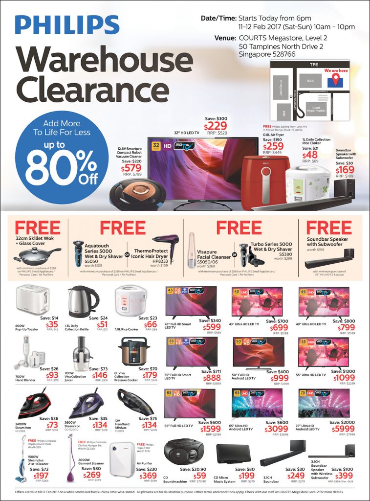 Courts Singapore Philips Warehouse Sale Up to 80% Off Promotion 11-12 Feb 2017 | Why Not Deals