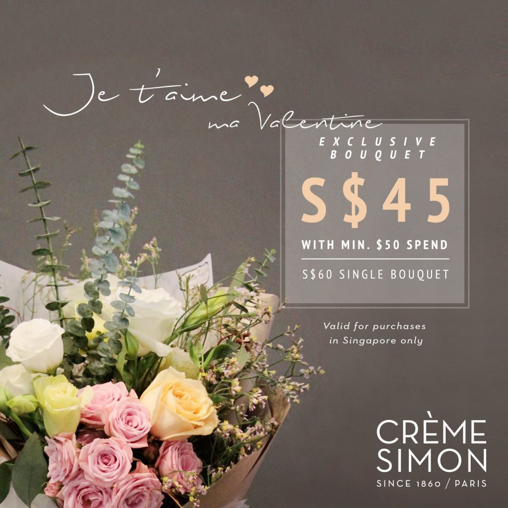 CRÈME SIMON Singapore Valentine's Day Exclusive Bouquet at S$45 Promotion ends 14 Feb 2017 | Why Not Deals