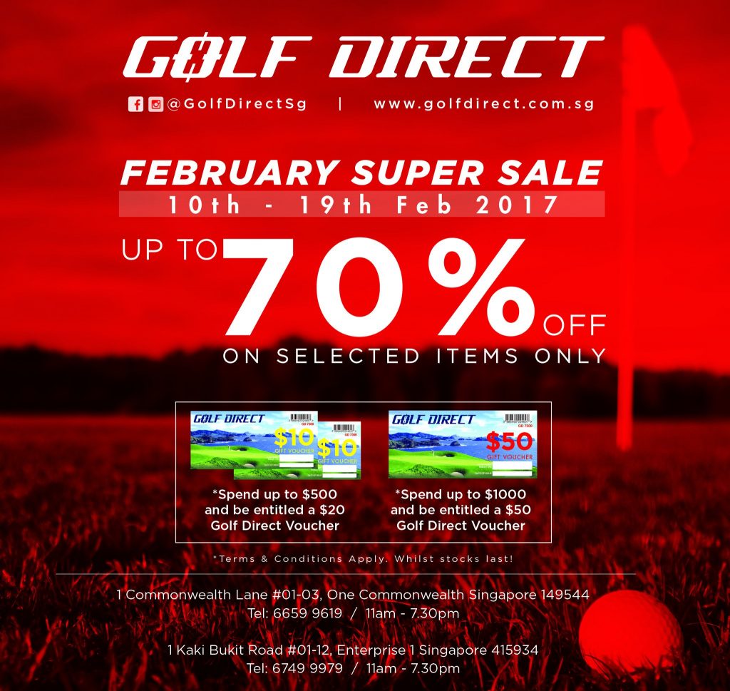 Golf Direct Singapore February Super Sale Up to 70% Off Promotion 10-19 Feb 2017 | Why Not Deals