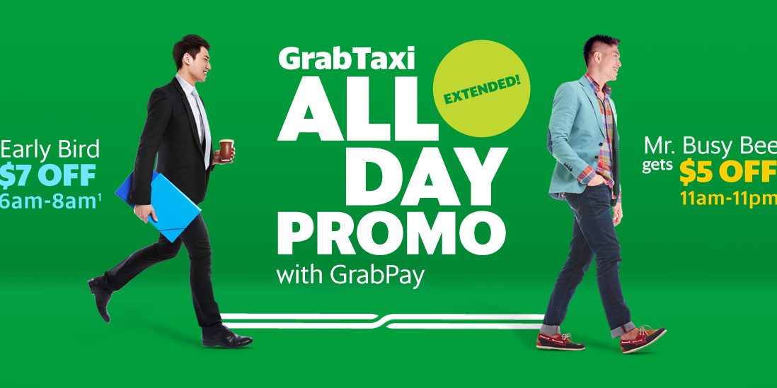 GrabTaxi Singapore All Day Promo with GrabPay Extended Promotion 27 Feb – 3 Mar 2017