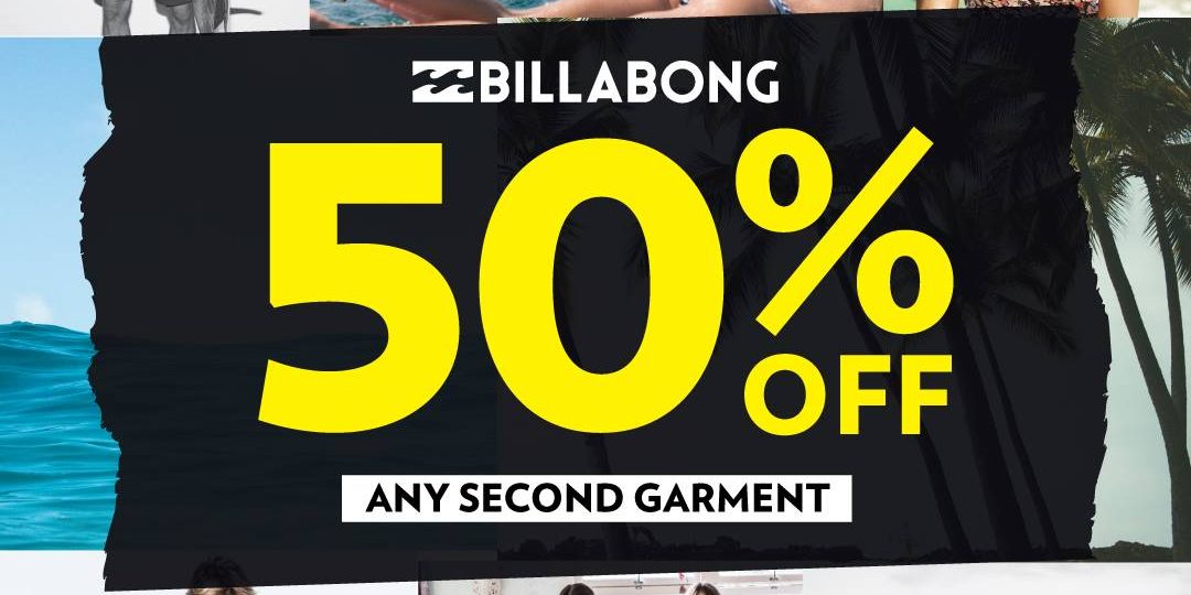 Isetan Singapore 50% Off Any 2nd Garments from Billabong Promotion ends Mar 2017