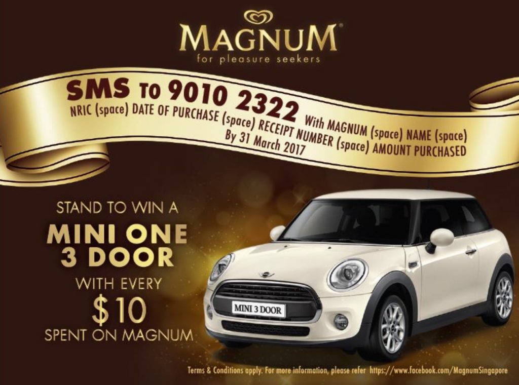 Magnum Singapore Stand to Win a Mini One 3 Door Contest 1 Feb - 31 Mar 2017 | Why Not Deals 1