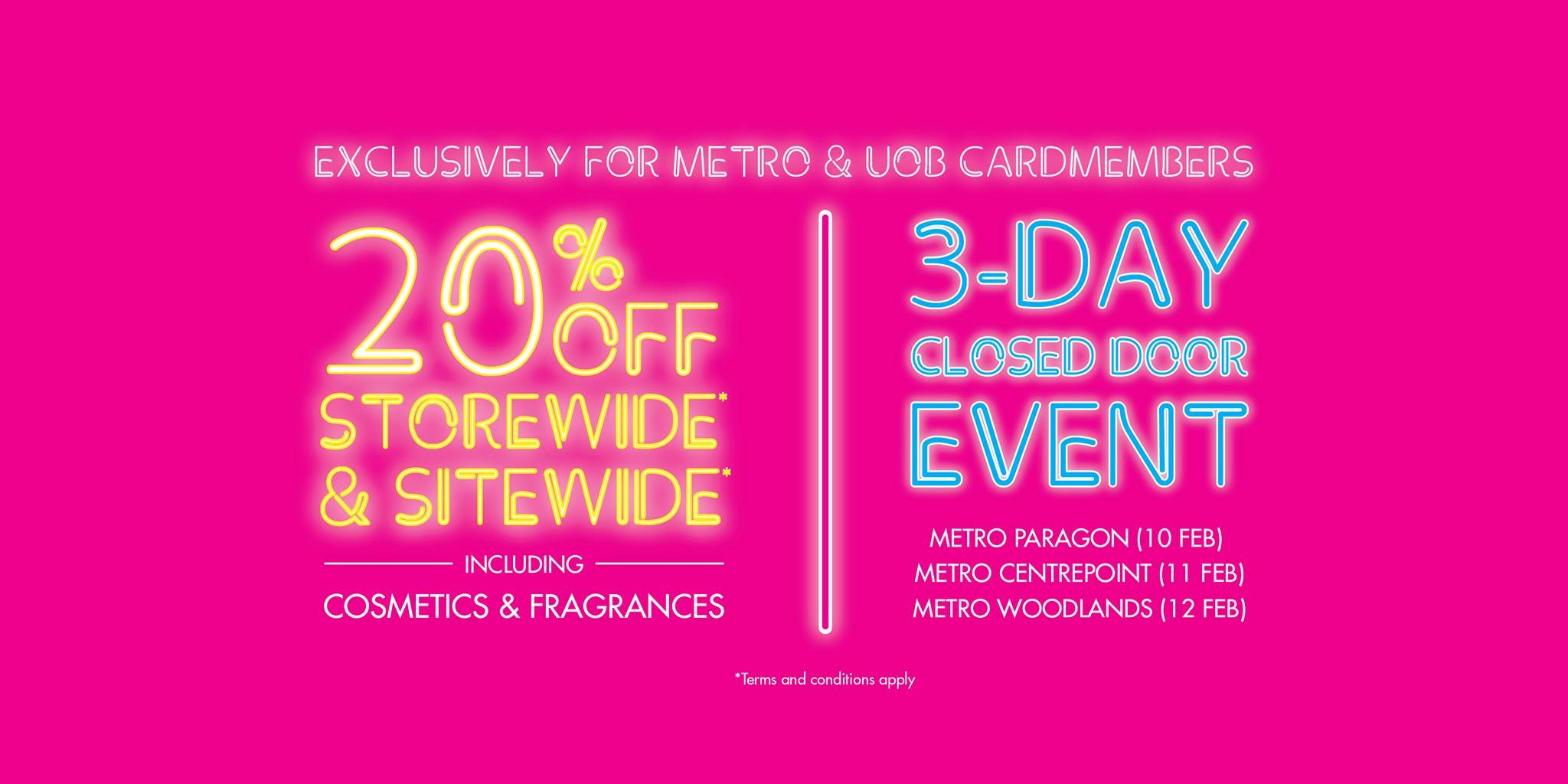 METRO Singapore 3-Day Closed Door Event 20% Off Storewide Promotion 10-12 Feb 2017