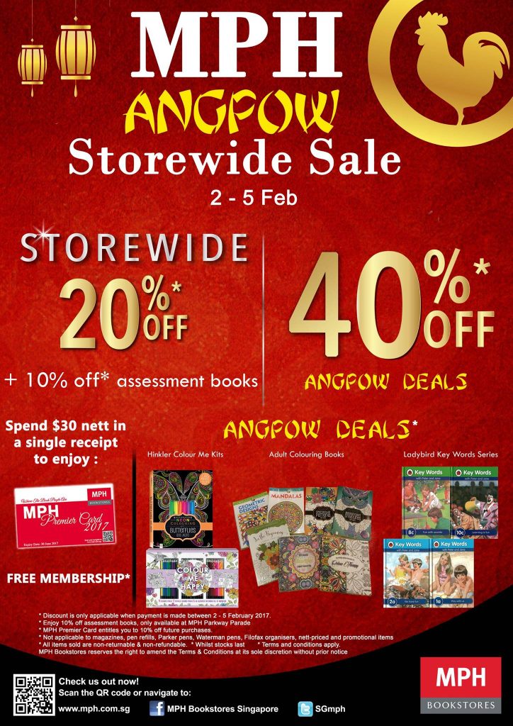 MPH Bookstores Singapore Chinese New Year ANGPOW Storewide Sale Promotion 2-5 Feb 2017 | Why Not Deals