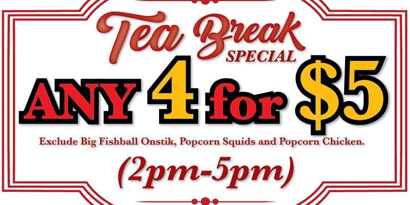 Old Chang Kee Singapore Tea Break Special Any 4 For $5 Promotion 2pm-5pm
