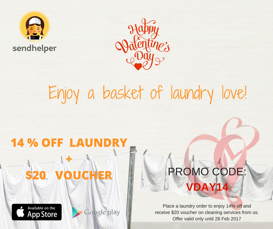 sendhelper Singapore Valentine's Day 14% Off Promotion ends 28 Feb 2017 | Why Not Deals
