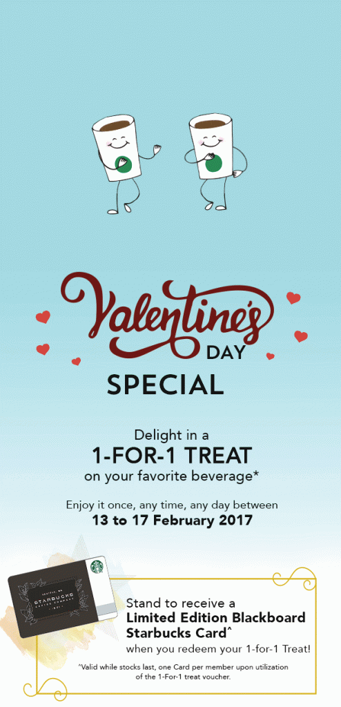 Starbucks Singapore Valentine's Day Special 1-for-1 Treat Promotion 13-17 Feb 2017 | Why Not Deals