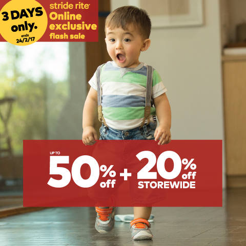 Stride Rite Singapore Online Exclusive Flash Sale Up to 50% + 20% Off Promotion 22-22 Feb 2017 | Why Not Deals