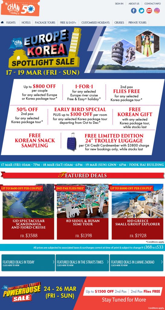 Chan Brothers Travel Singapore Europe & Korea Spotlight Sale Promotion 17-19 Mar 2017 | Why Not Deals 1