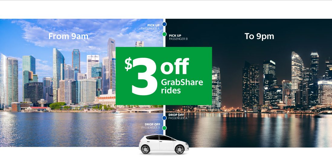Grab Singapore $3 Off GrabShare Rides Extended Promotion 6-10 Mar 2017