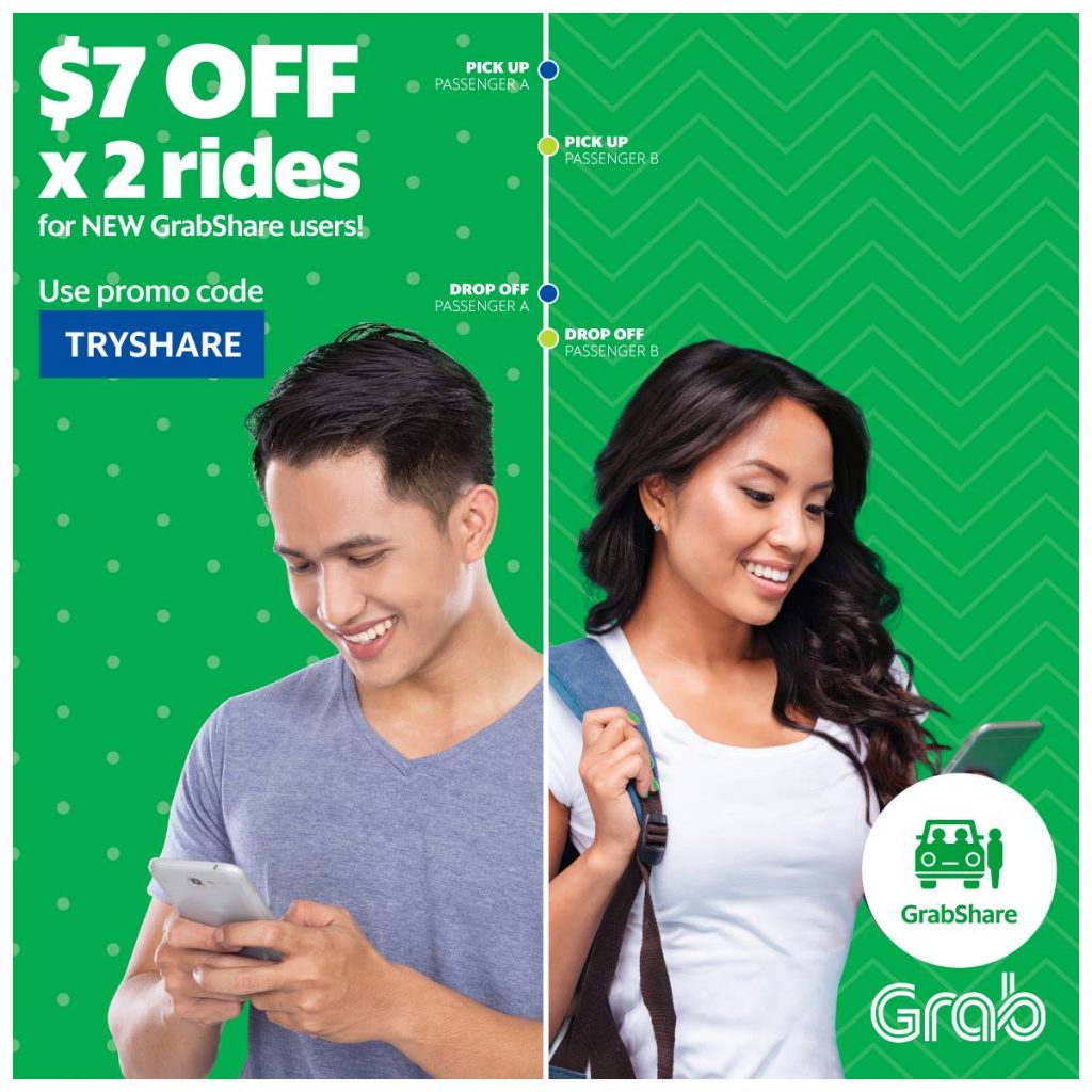 Grab Singapore $7 Off 1st 2 GrabShare Rides Promotion 23-31 Mar 2017 | Why Not Deals