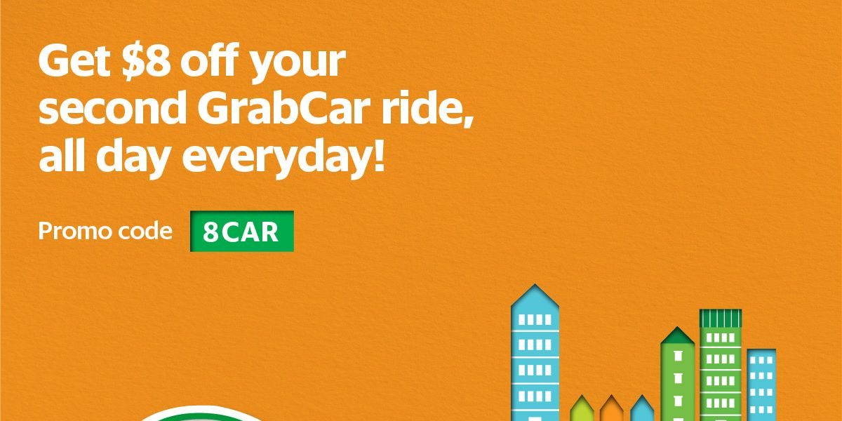 Grab Singapore $8 Off 2nd Daily Ride Promotion 25-28 Mar 2017