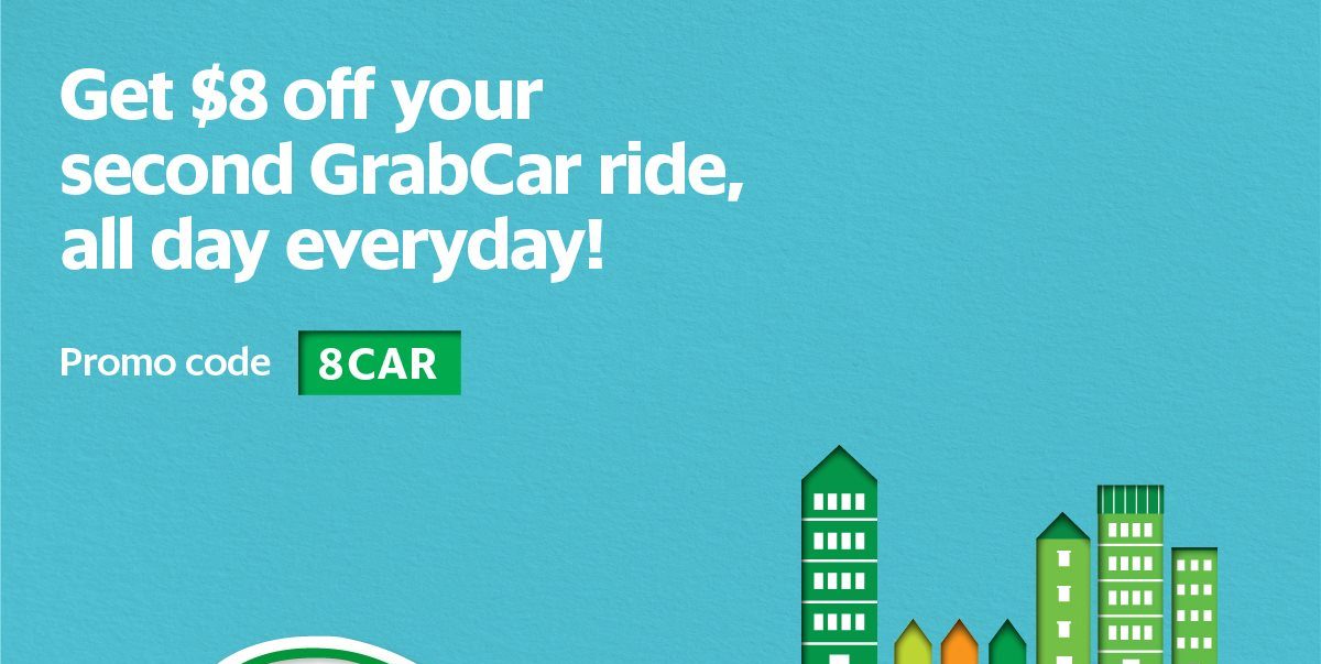 Grab Singapore $8 Off 2nd GrabCar Ride Extended Promotion 11-18 Mar 2017