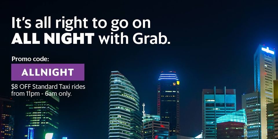 Grab Singapore $8 Off Late Night GrabTaxi Rides Promotion ends 31 Mar 2017