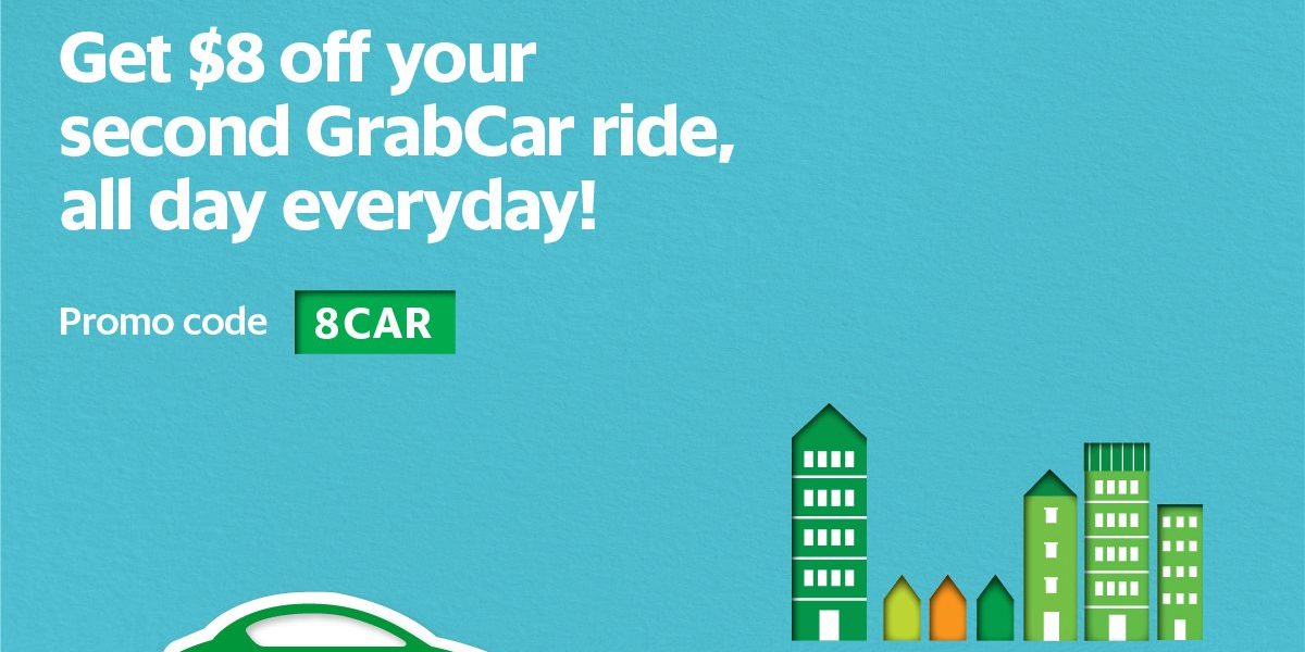 GrabCar Singapore $8 Off 2nd Ride Promotion 4-10 Mar 2017
