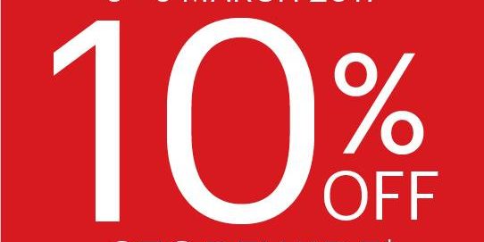 Isetan Singapore 10% Off Storewide Promotion 3-5 Mar 2017