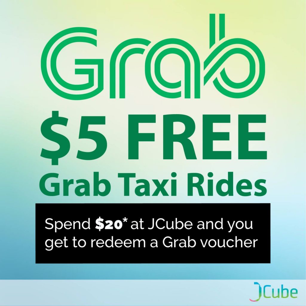 JCube Singapore is giving away $5 FREE GrabTaxi Rides Voucher | Why Not Deals
