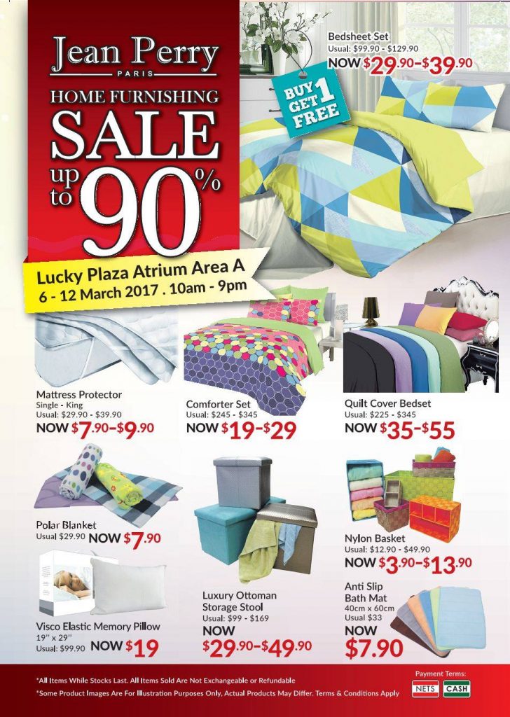 Jean Perry Singapore Home Furnishing Sale Up to 90% Off Promotion 6-12 Mar 2017 | Why Not Deals