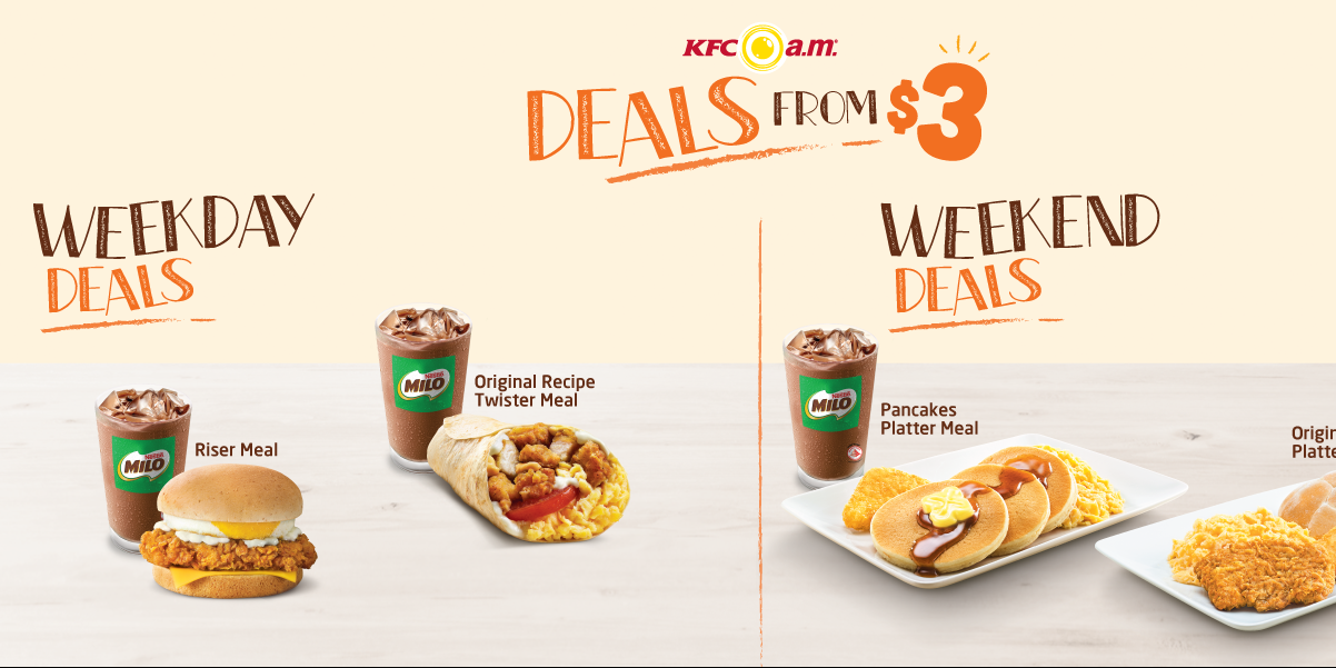 KFC Singapore Weekday & Weekend Deals From $3 Onwards Promotion