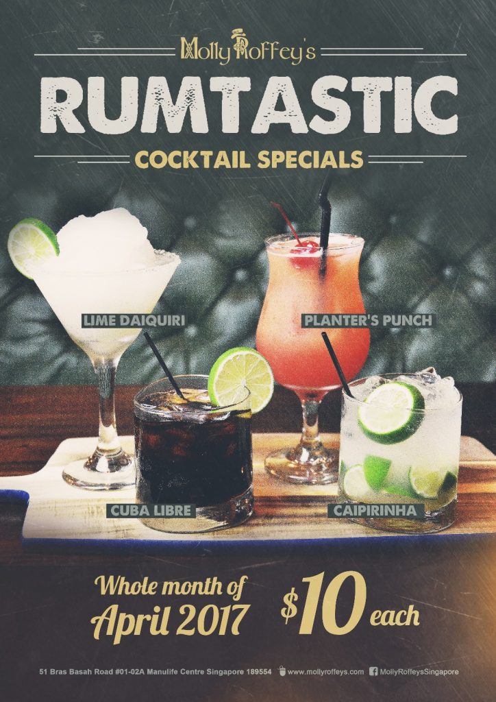 Molly Roffey's Singapore Rumtastic Cocktails Special Promotion ends 30 Apr 2017 | Why Not Deals