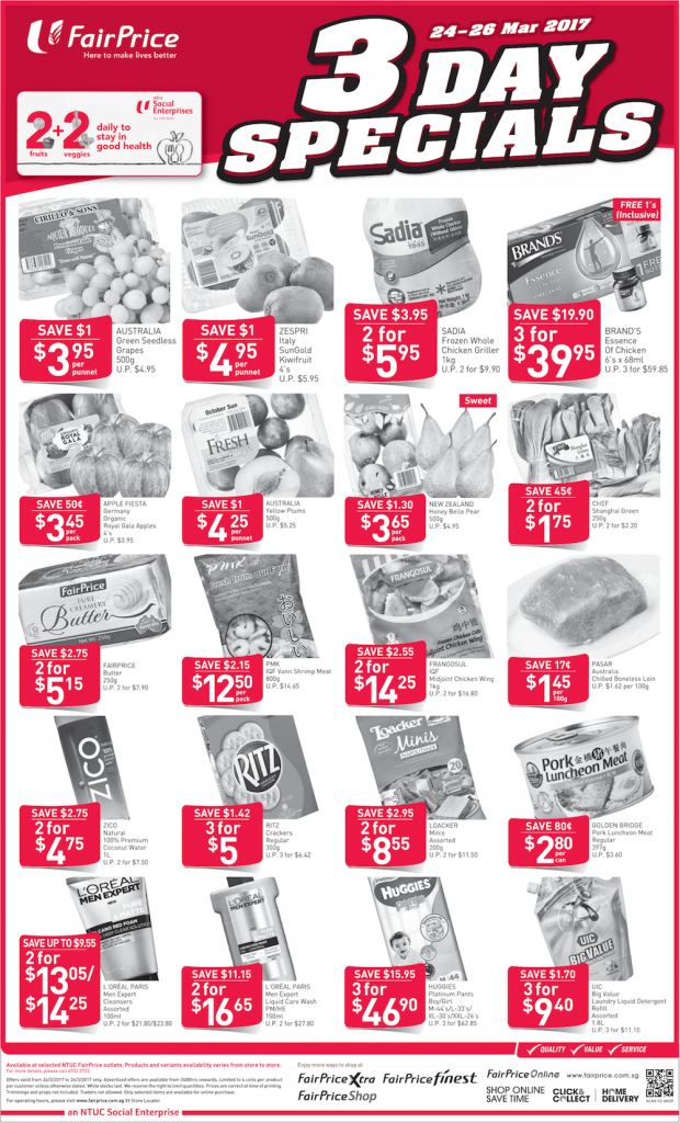 NTUC FairPrice Singapore 3 Day Special Promotion 24-26 Mar 2017 | Why Not Deals 1