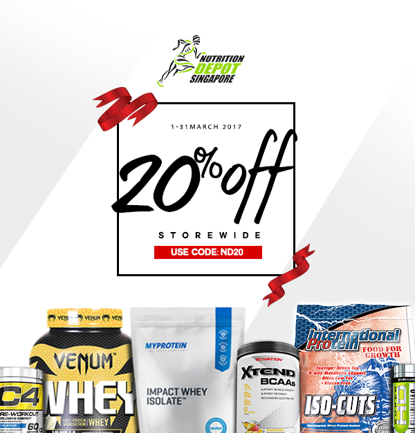 Nutrition Depot Singapore 20% Off Storewide Promotion 1-31 Mar 2017 | Why Not Deals