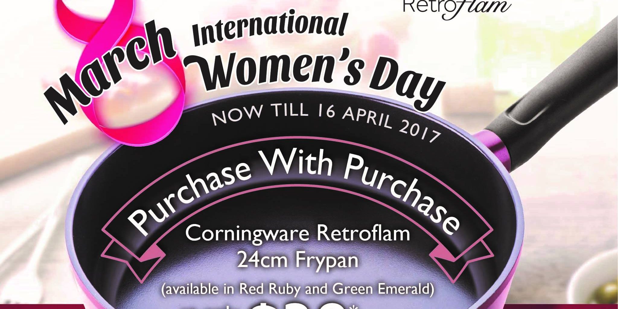 OG Singapore International Women’s Day 20% Off Corningware Retroflam Promotion ends 16 Apr 2017