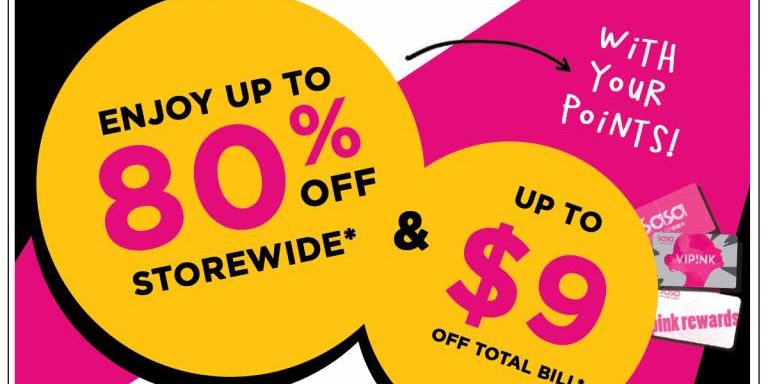 Sasa Singapore Up to 80% Off Storewide Members Promotion ends 31 Mar 2017