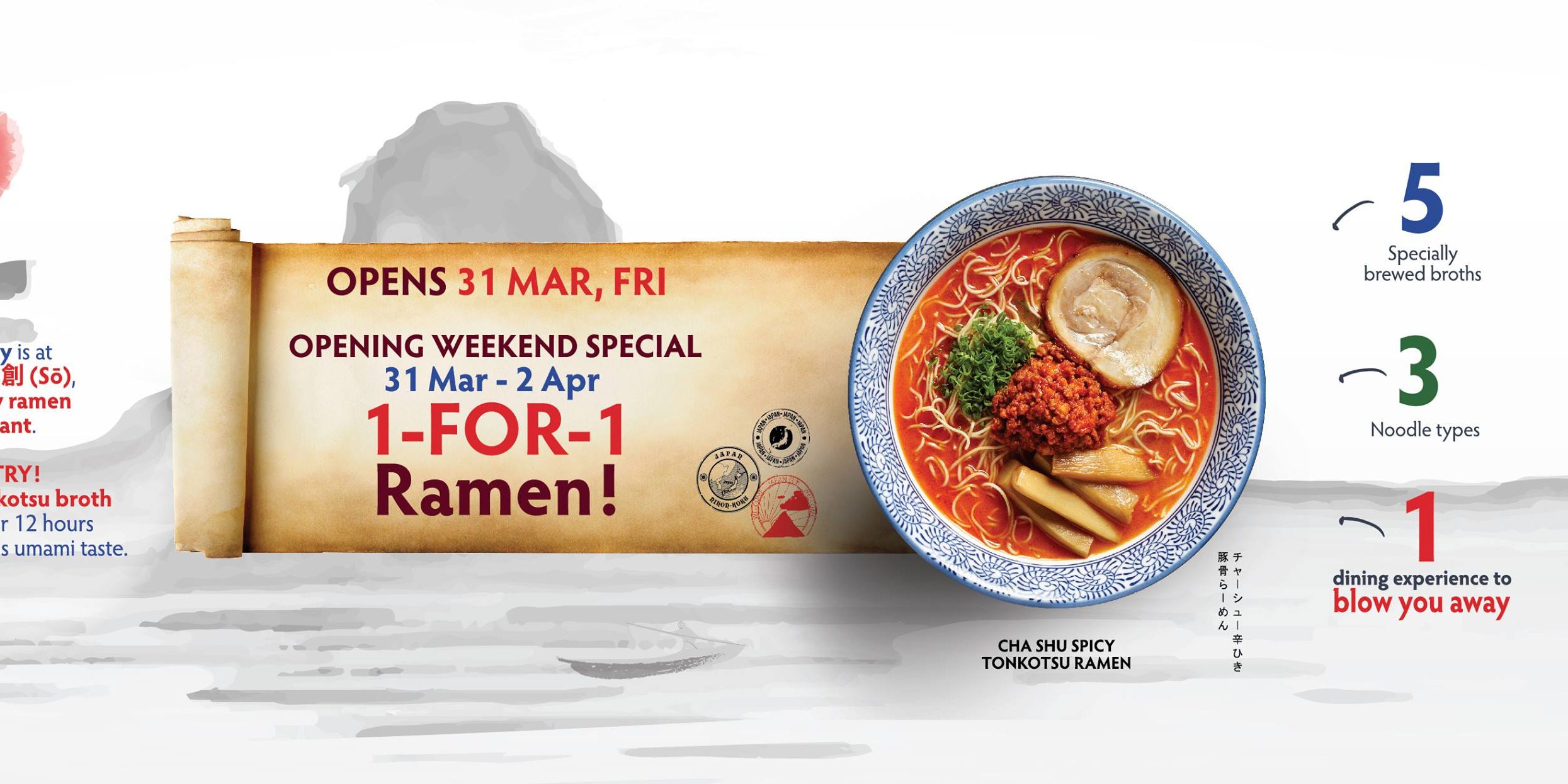 Sō Singapore 1-For-1 Ramen Opening Weekend Special Promotion 31 Mar – 2 Apr 2017