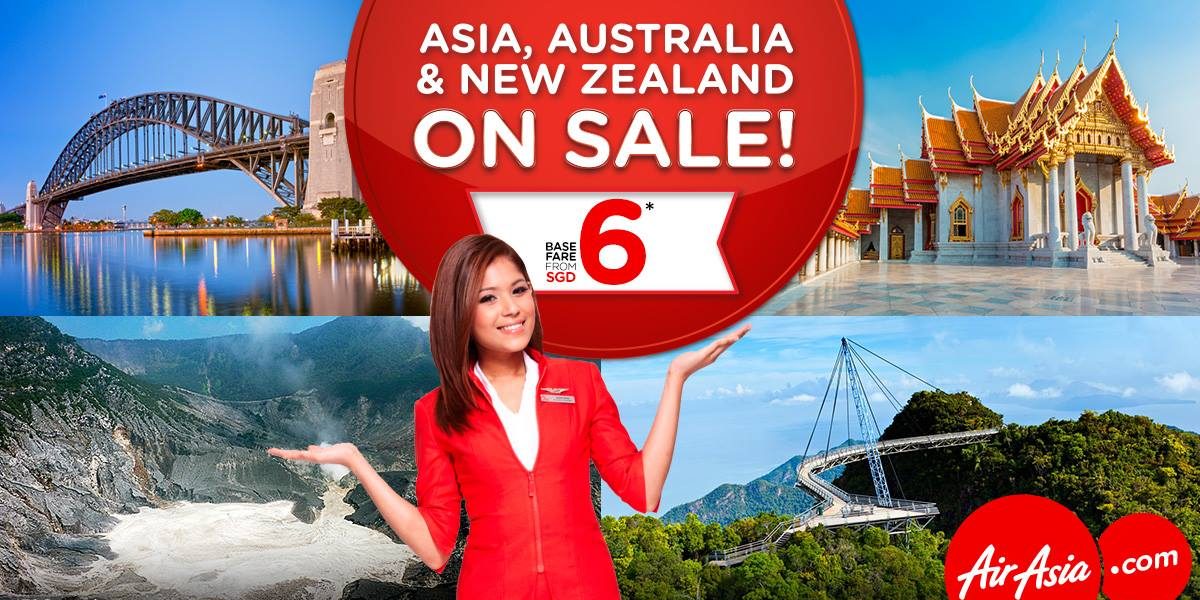 AirAsia Singapore Asia, Australia & New Zealand Air Tickets Promotion ends 30 Apr 2017