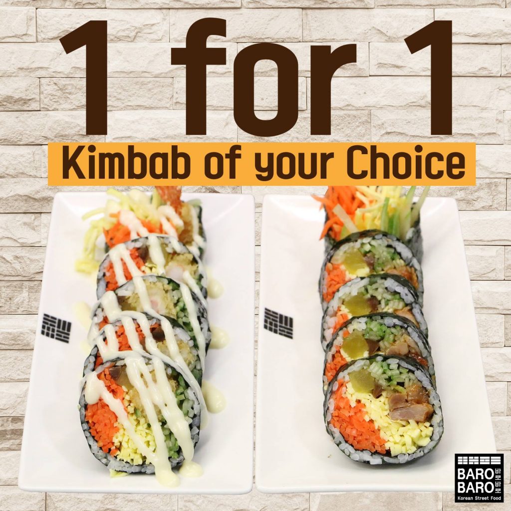 Baro Baro Singapore 1-for-1 Kimbabs Promotion ends 30 Apr 2017 | Why Not Deals