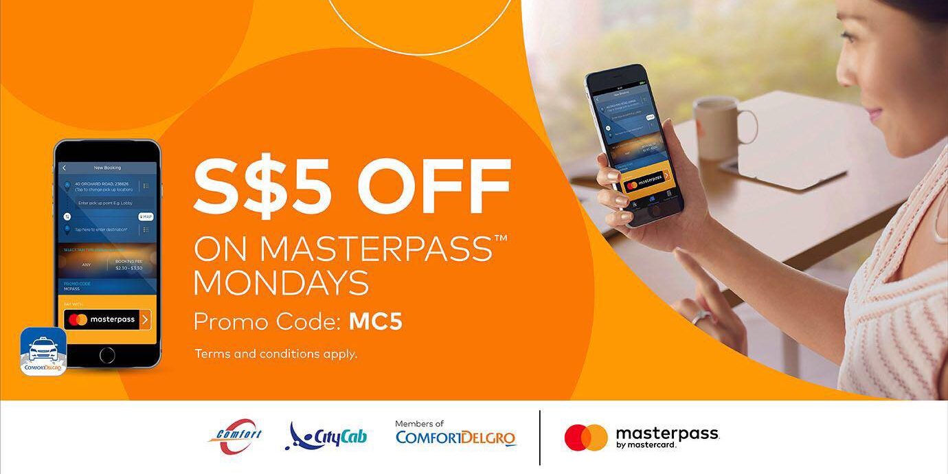 ComfortDelGro Singapore S$5 Off on MasterPass Mondays Promotion ends 24 Apr 2017