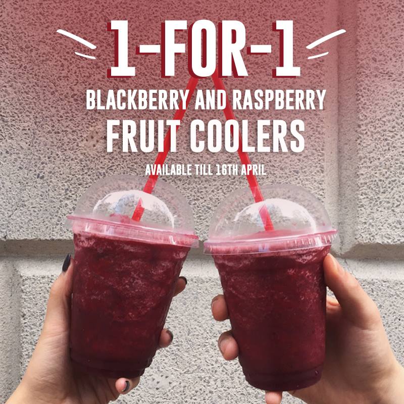Costa Coffee Singapore 1-FOR-1 Blackberry & Raspberry Fruit Coolers Promotion 5-16 Apr 2017 | Why Not Deals