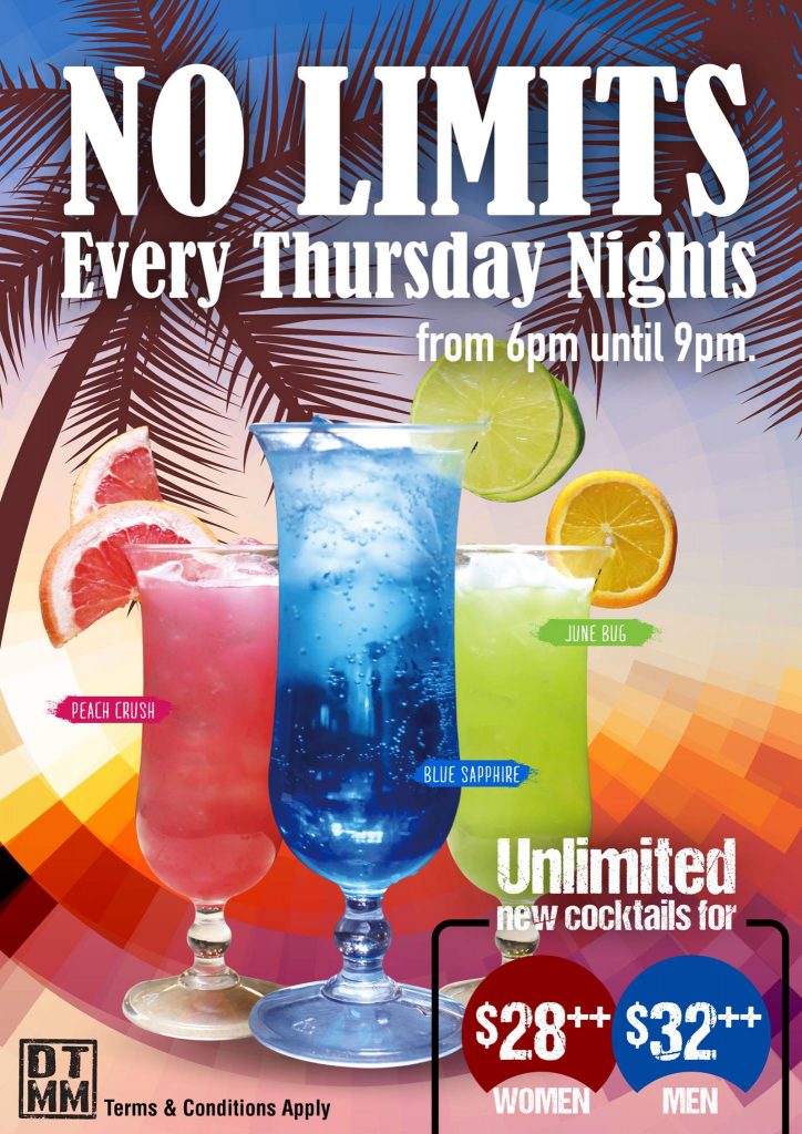 Don't Tell Mama Singapore Thursday Unlimited Cocktails Promotion ends 30 Jun 2017 | Why Not Deals